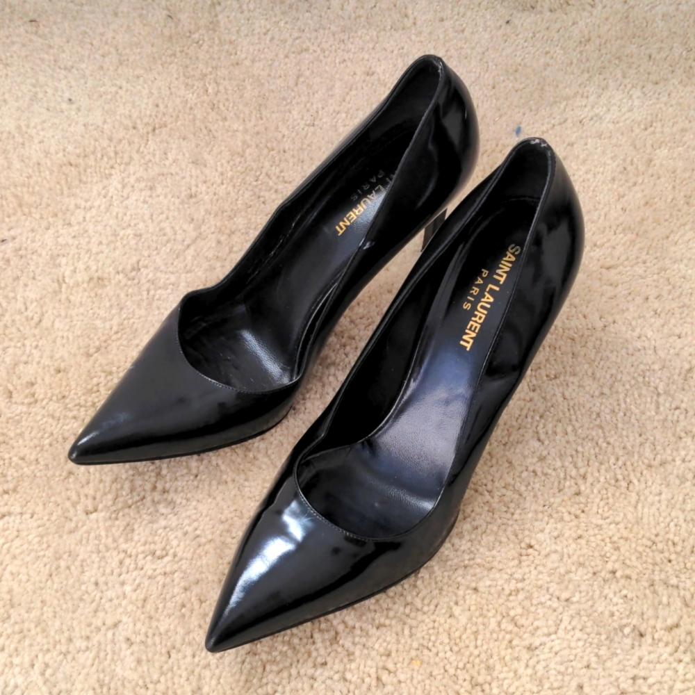 Saint Laurent Paris 39.5 black leather pumps